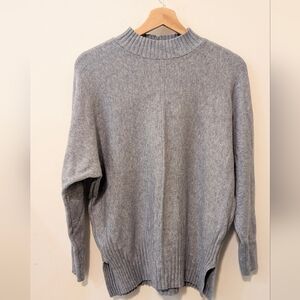Cyrus Mockneck Heather Blue Gray With Ribbing At Hem 27.5" Long Sweater Medium